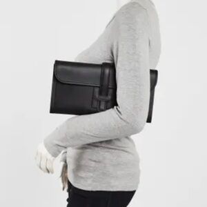 Hermes Black Leather Clutch Wristlet